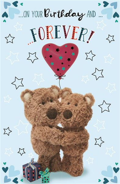 Husband birthday card - cute bear- large card