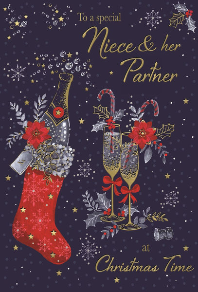 Niece and partner Christmas card - Xmas fizz