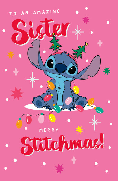 Sister Christmas card - Disney Stitch pop up