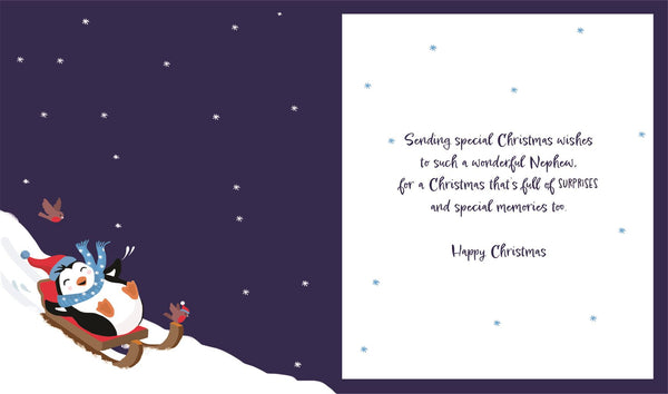 Nephew Christmas card - cute penguin