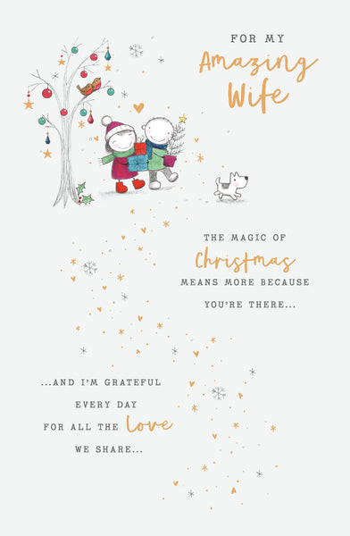 Wife Christmas card- cute romantic Xmas walk