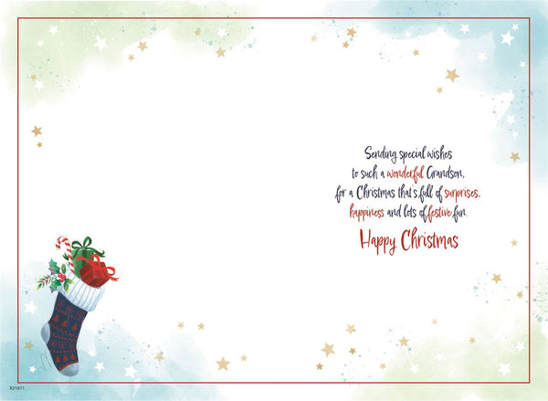 Grandson Christmas card - stocking