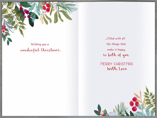 Daughter and Son in law Christmas card - Xmas wreath