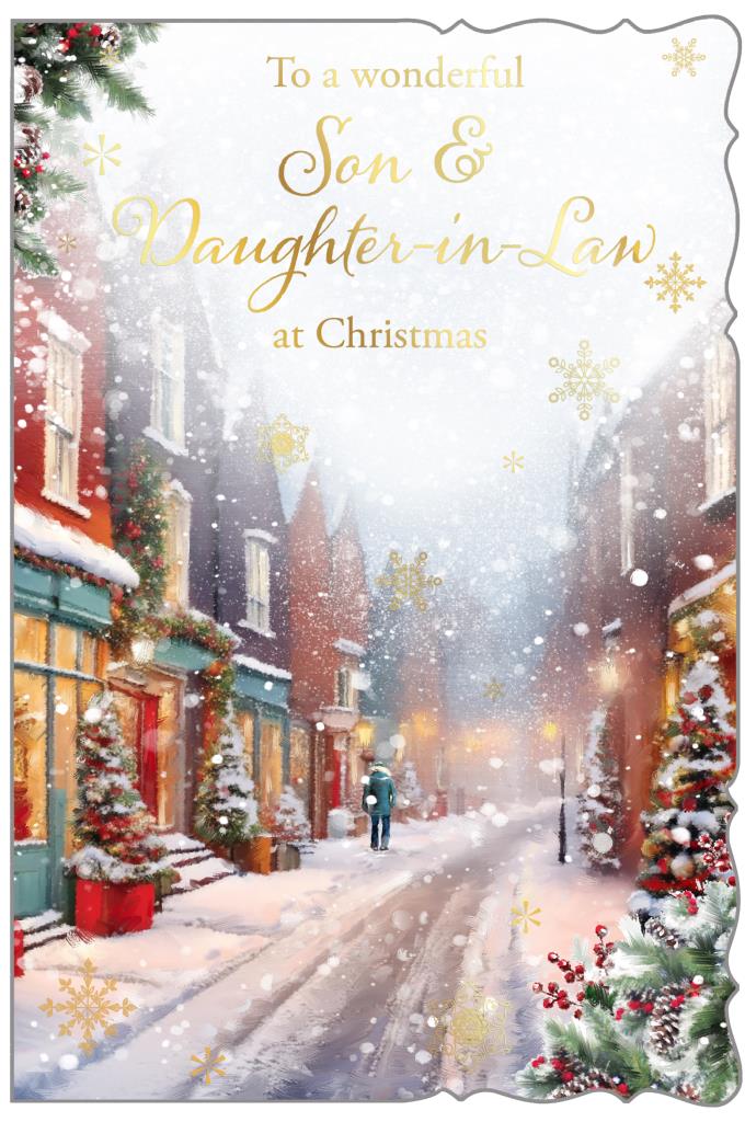 Son and Daughter-in-law Christmas card - Festive shops