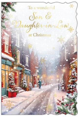 Son and Daughter-in-law Christmas card - Festive shops