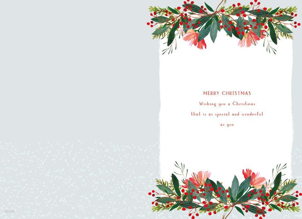 Daughter Christmas card- Christmas skates and flowers