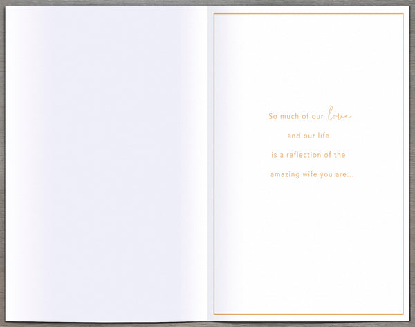Luxury Wife Christmas card - hearts and flowers