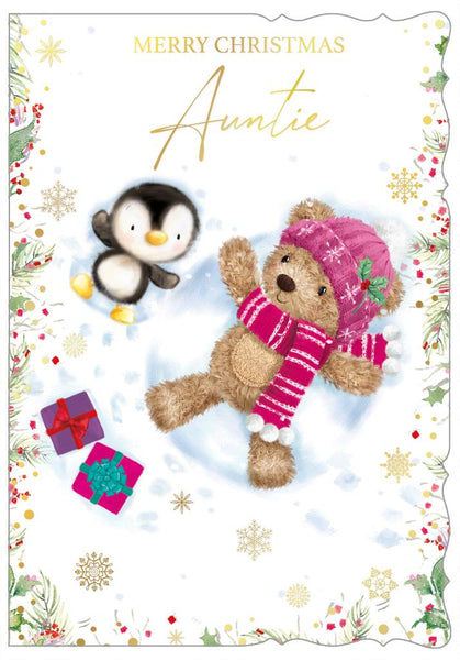 Auntie Christmas card - cute bear
