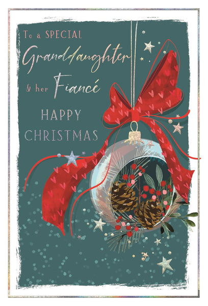Granddaughter and Fiancé Christmas card- Xmas bauble