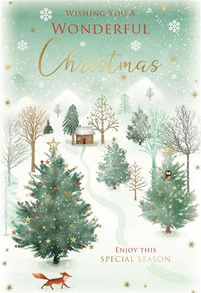 General Christmas card - contemporary winter woodland