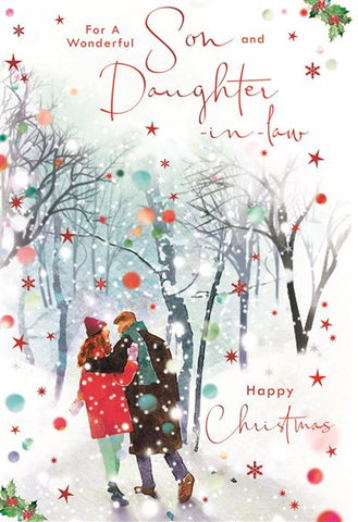 Son and Daughter-in-law Christmas card - winter walk