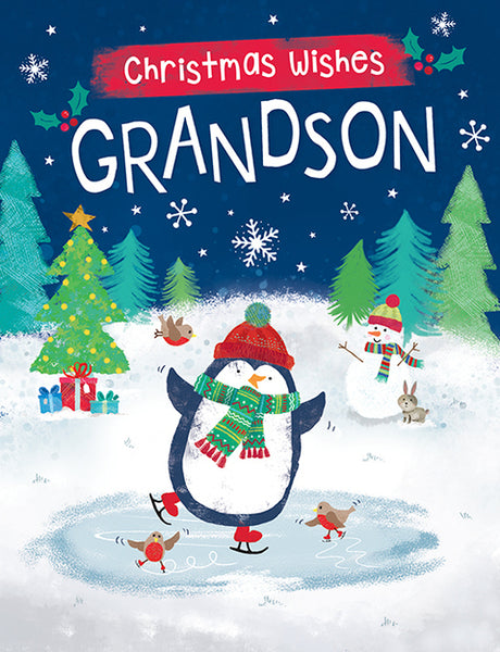 Grandson Christmas card - cute penguin