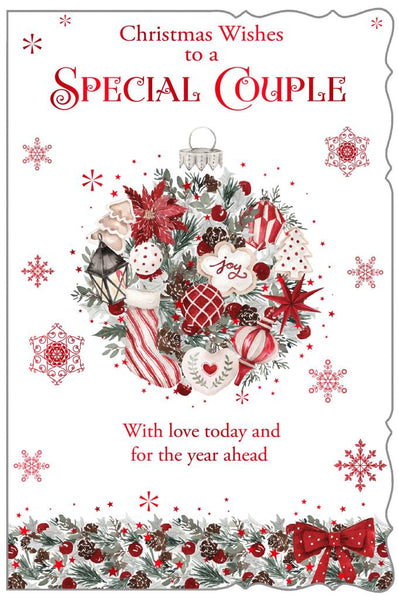 Special couple Christmas card - floral bauble