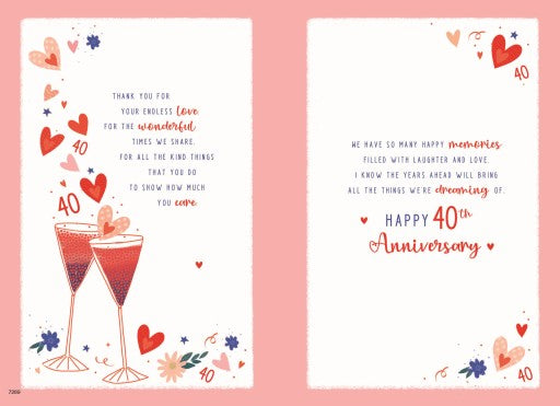 Husband Ruby anniversary card- anniversary drinks