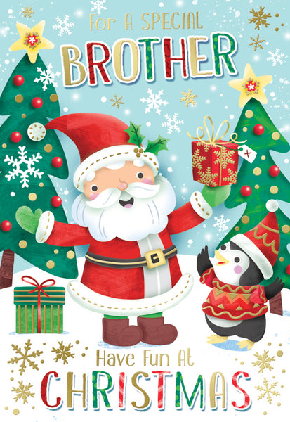 Brother Christmas card - cute Father Christmas