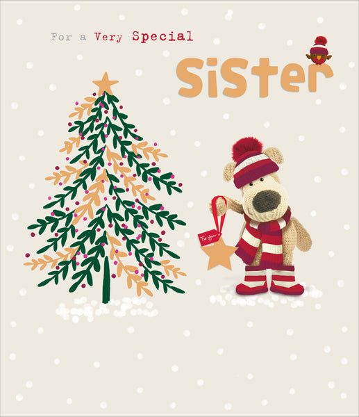 Sister Christmas card - cute Boofle