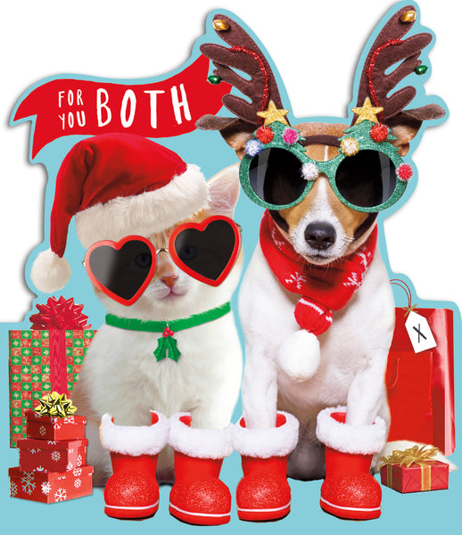 To both of you Christmas card - Xmas cat and dog