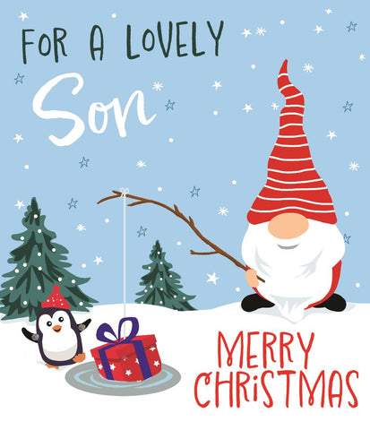 Son Christmas card- cute Father Christmas