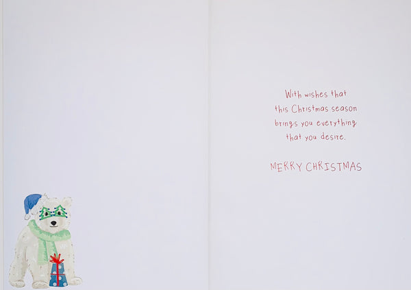 Grandson Christmas card - cute polar bear