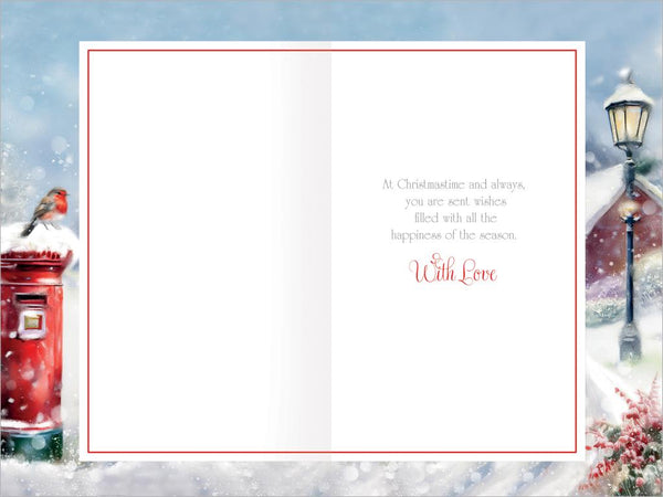 To All of you Christmas card - classic post box and robin