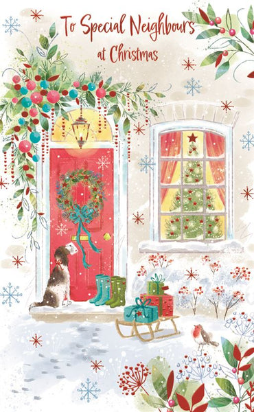 Neighbours Christmas card - traditional festive home