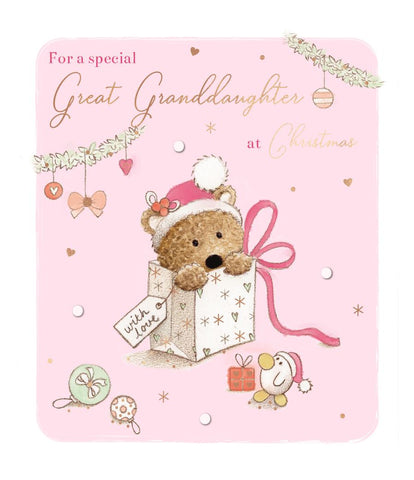 Great-Granddaughter Christmas card - cute snow bear