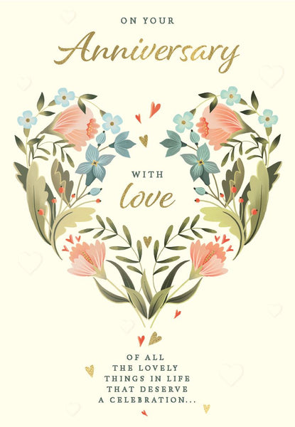 General Wedding anniversary card - floral heart