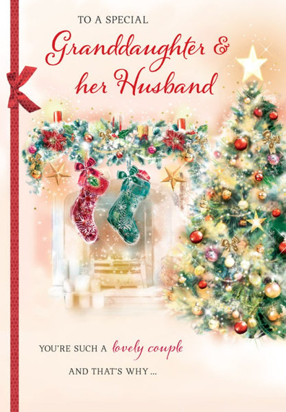 Granddaughter and Husband Christmas card - festive fireside