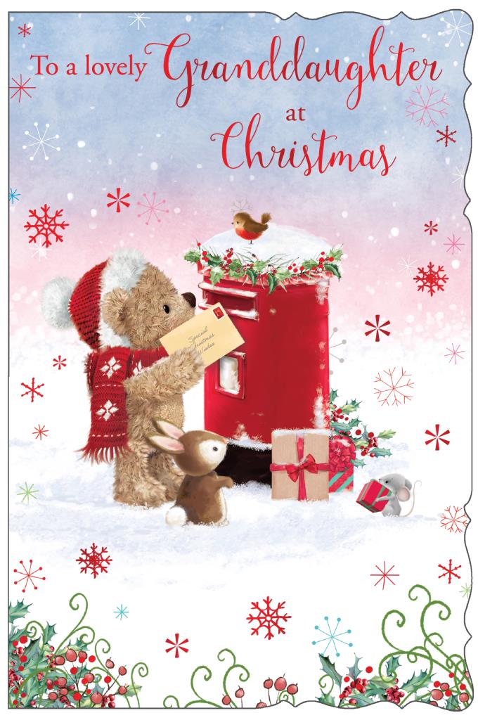 Granddaughter Christmas card - Xmas bear