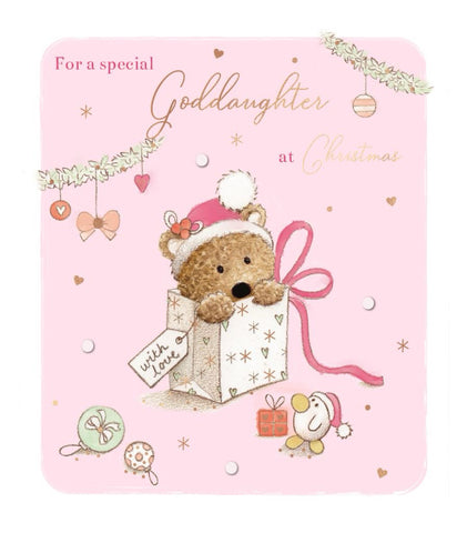 Goddaughter Christmas card - cute bear