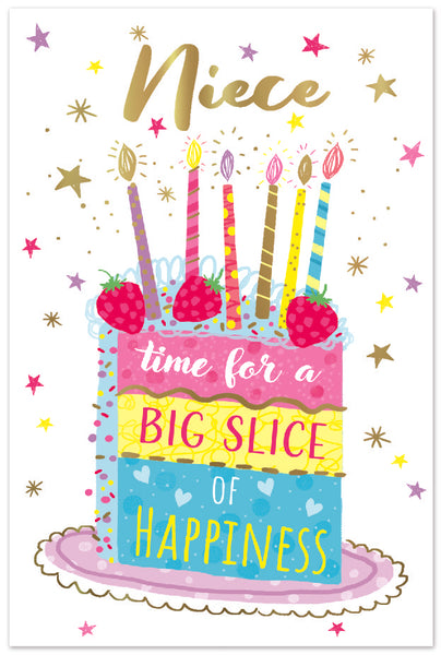 Niece birthday card - colourful cake