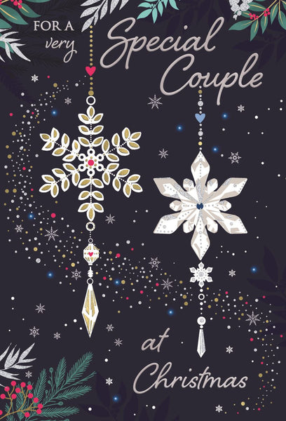 To a special couple Christmas card- snowflakes