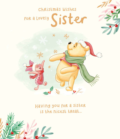 Sister Christmas card - Pooh and Piglet