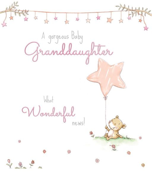 Granddaughter birth congratulations card - cute bear