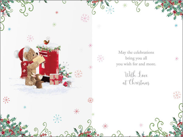 Niece Christmas card - cute brown bear