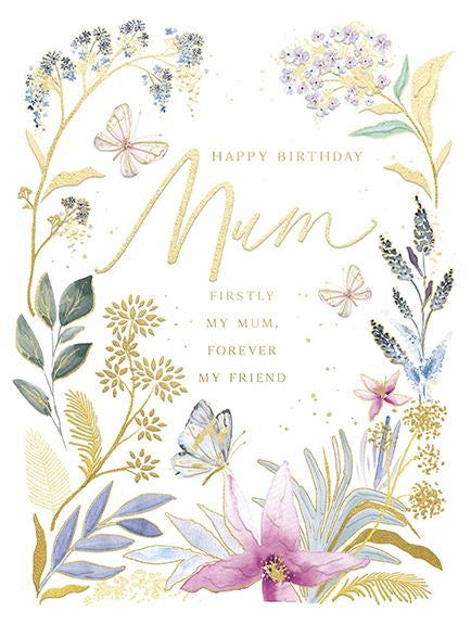 Mum birthday card - flowers and butterflies