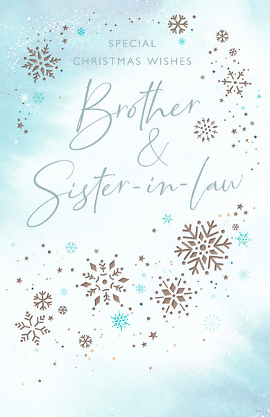 Brother and Sister in law Christmas card - sparkling snowflakes
