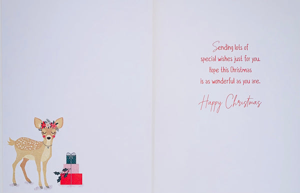 Granddaughter Christmas card - cute reindeer