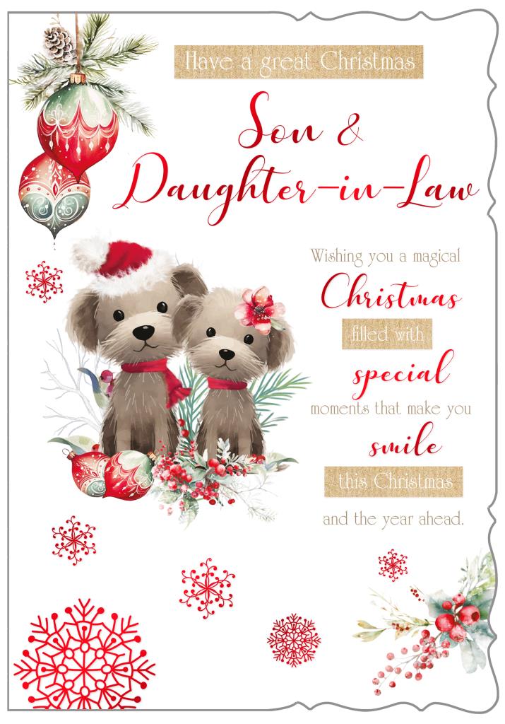 Son and Daughter-in-law Christmas card - cute bears