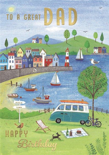 Dad birthday card- seaside town