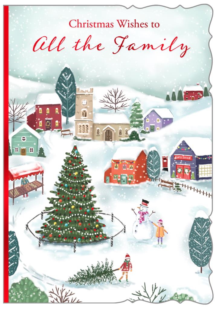 To all the family Christmas card - festive scene