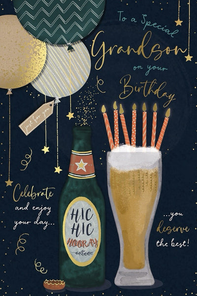 Grandson birthday card - birthday beers