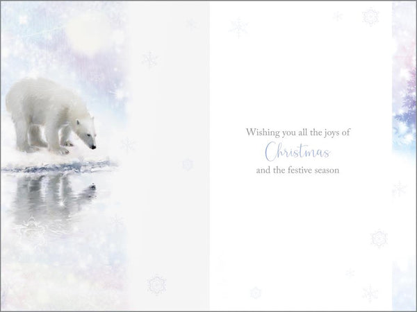 Grandson Christmas card - festive polar bear