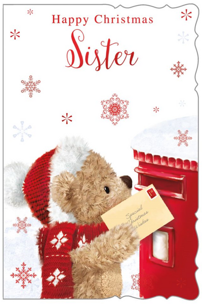 Sister Christmas card - cute bear