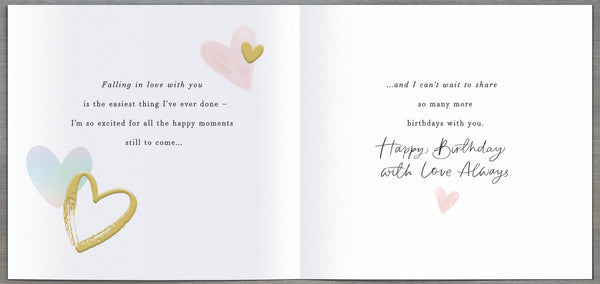 Fiancée birthday card - beautiful hearts
