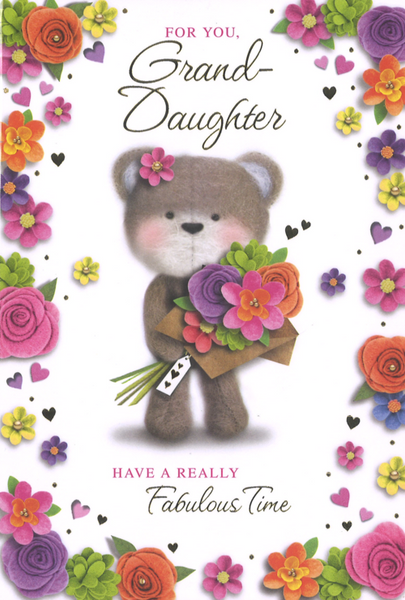Granddaughter birthday card - cute bear
