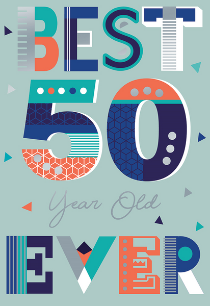 50th birthday card - modern text