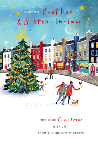 Brother and Sister in law Christmas card - festive town