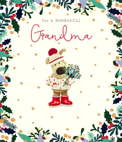 Grandma Christmas card- Boofle with flowers