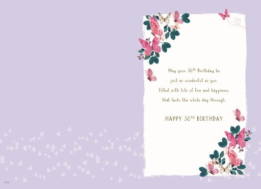 Sister 30th birthday card - pretty birthday cake